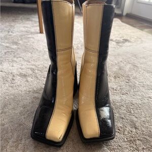 Sam Edelman Black and Cream Heeled Boots